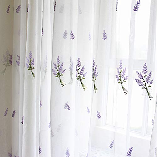 Voile lavande transparent floral pour sublimer la chambre parentale - 3