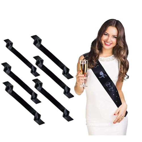 Fajín de Satén de Color liso para Bricolaje, Banda Liso DIY para Desfiles, Despedidas de soltero, Bodas, Cumpleaños y Graduación, 6PCS (Negro)