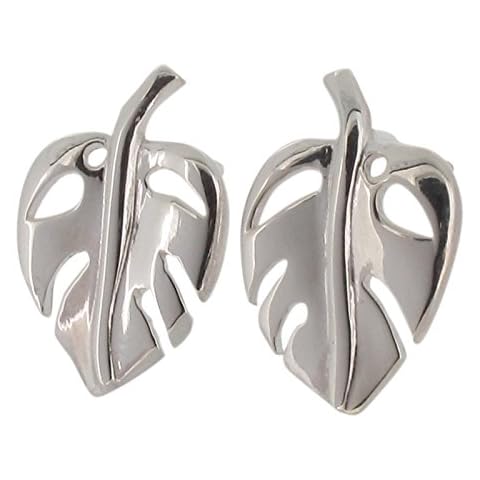 Touch Jewellery 925 Sterling Silver Monstera Leaf Stud Earrings Cover