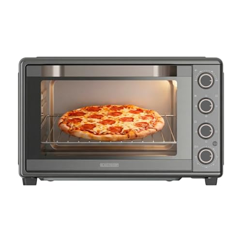 Black+Decker – Horno eléctrico BXOV4500E|2000W|45L|15 funciones de cocción|Horno de convección|Timer 90 min|Función STAY ON|Puerta doble cristal|Luz interior|Bandeja recogemigas|Accesorio rustidor