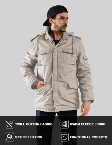 Image of WenVen Men's Winter Thickened Military Parka Jacket Warm Coat
