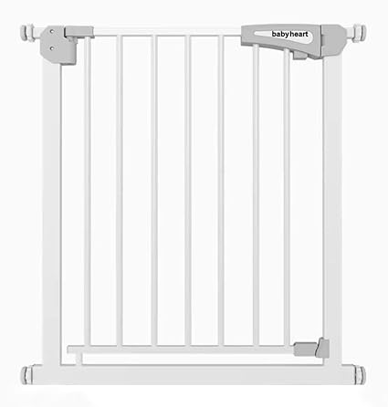 Lyrovo Safety Gate 75-95 cm Adjustable, for Kids, Dogs, Pets, Infants Pure Metal Safety Gate with Secret Lock & 2-Way Auto Close + Four Strong Wall Holders