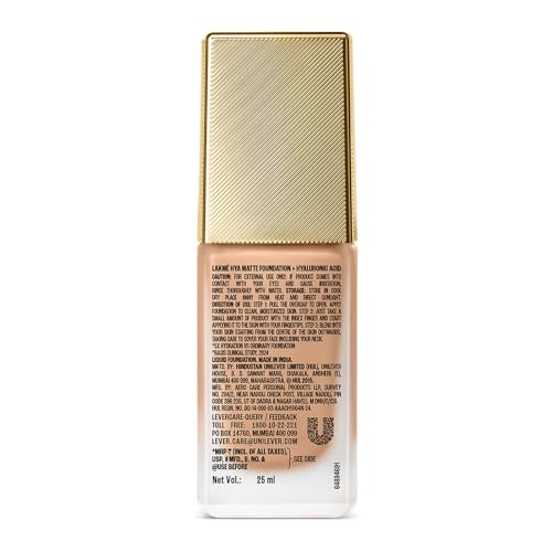 Image of Lakme 9to5 Hya Matte Foundation + Hyaluronic Acid Warm Beige - 25ml