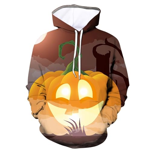 Caxndycing Disfraz de Halloween para hombre, sudadera con capucha con bolsillo, otoño e invierno, impresión textil, sudadera con capucha de manga larga con cordón, morado, S