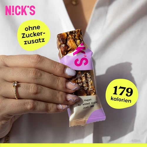 NICKS Keto Riegel Almond crunch, vegane Schokolade Mandel-Nuss-Riegel,179 Kalorien, 2,9 Net carbs, ohne Zuckerzusatz, Glutenfrei, Low carb Süßigkeiten (12x40g)