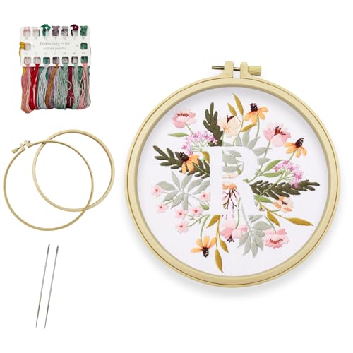 Kit de bordado de flores Bliceon con hilos de colores y aro ajustable