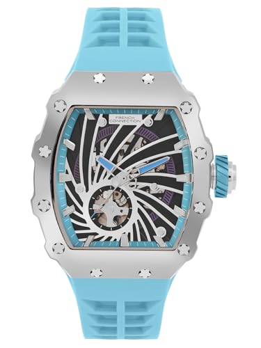 French Connection Quadra Rex Blue Tonneau Mens Silicone Automatic Analog Watch Fca08U (B0D73TDV34) Amazon Price History, Amazon Price Tracker