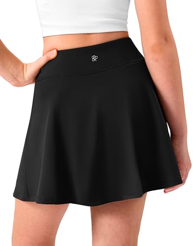 Lollgirl Girls Tennis Skirt with Pockets Pleated Athletic Skort Kids Golf Running School Uniform 2-in-1 Skirts Size 5-15YBlack 10-11 Years