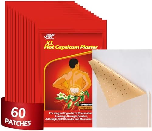 60 Counts Large Hot Capsaicin Patches for Muscle & Joint Soreness, Zip Bag