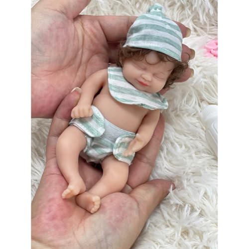 Lonian 7 Zoll Mini Vollbaby Puppe Silikon Puppe Kleine Realistische Miniatur Baby Puppen Silikon Ganzkörper Stress Relief Puppen