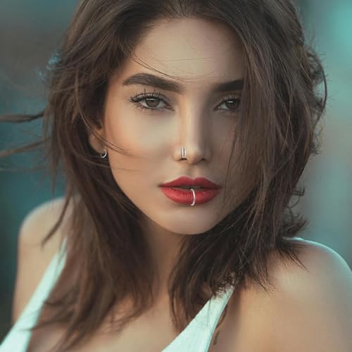 ONESING 316L Surgical Stainless Steel Nose Rings Hoops 4 Pcs 16G Hoop Nose Rings for women Hinged Nose Piercing Jewelry Hypoallergenic Cartilage Earrings Septum Rings Silver 8mm by ONESING - Image 5