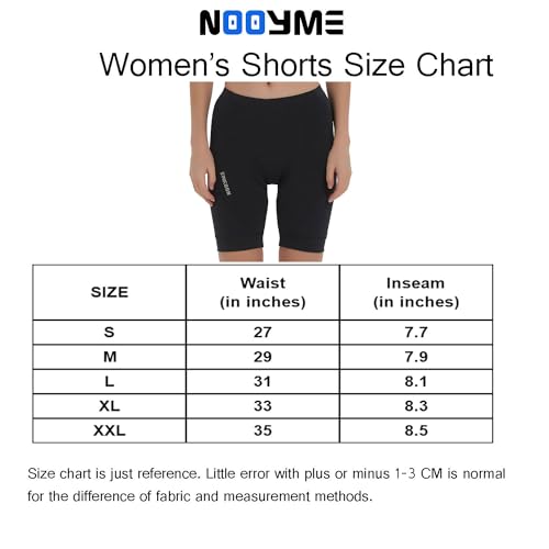 NOOYME Feminino Shorts De Ciclismo Acolchoados 4D Com Bolsos (Preto, Grande)