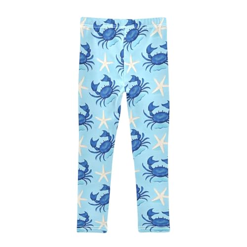 Blue Crab Starfish Girls Leggings Soft Stretch Workout Yoga Dance Pants for Kids Casual Tights2