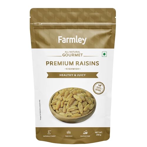 Image of Farmley Raisins Seedless I 200g,I Kishmish, Dry Fruits Source Of Potassium + Farmley Black Raisins Seedless I 200 gram I Kishmish, Dry Fruits Source Of Potassium,