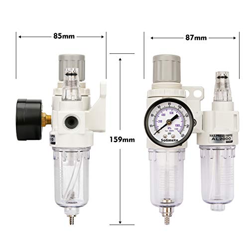 Solimeta Air Filter Regulator Lubricator Combo AFC2000 1/4" NPT, Air
