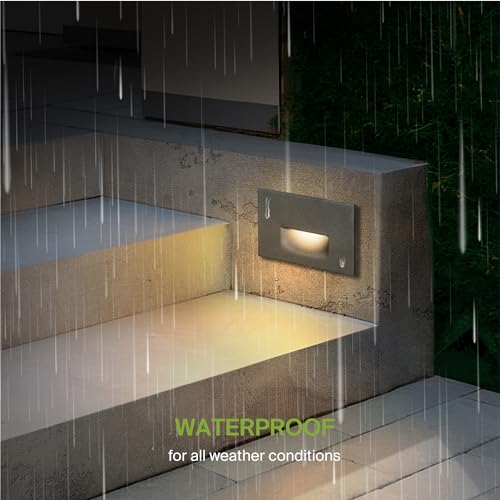 Image of ASD LED Recessed Step Light Fixture, Outdoor & Indoor Tread Lighting | RGBW, Smart, Waterproof, ETL Listed | 3W 60LM RGB-2700K-6500K 120V | Staircase Hardwired Illumination | Black, 24 Pack