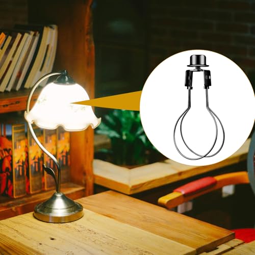 Image of Honoson 2 Pcs Bulb Lamp Shade Light Bulb Clip Adapter Includes Finial and Lampshade Levellers for Replacement (Black)