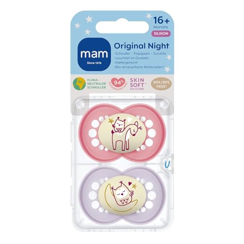 MAM Original Night Schnuller im 2er-Set, leuchtender & zahnfreundlicher Baby Schnuller aus nachhaltigen & bio-erneuerbaren Materialien… – Ansicht 2