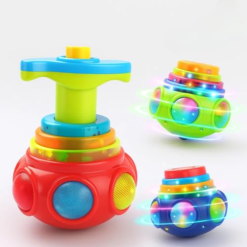 Image of GRAPHENE Spinning Top Gyro Magic Lattoo Toy Flashing Plastic Magic Spinner with LED Lights Music Attractive Toy Non-Toxic Safe Fidget Spinning Top Laser Toys for Kids 2-5 Years Beyblade