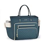 Picture of LOVEVOOK Teacher Tote Bag for Women Work, Laptop Bag With Large Cup Holder, Nurse Bags Professional Computer Briefcase, Business Large Purses Handbag, Diaper Bag Mother Gift, 15.6 Inch Dark Teal