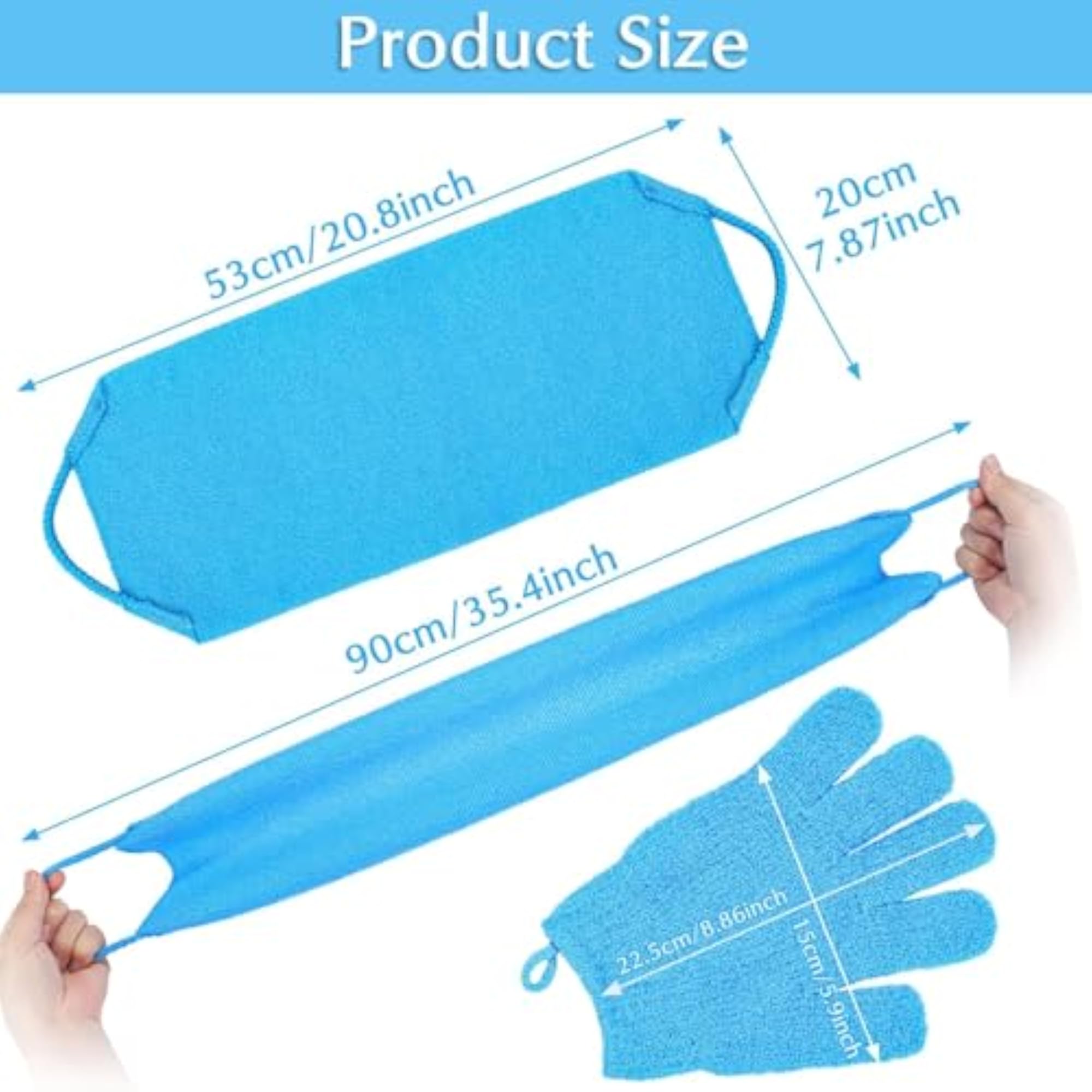 Exfoliating Back Scrubber for Shower, Double-Sided with Handles