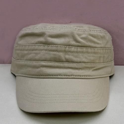 Boné Quepe Masculino Estilo Militar Liso Ajustável Fivela (Algodão, Bege 2)