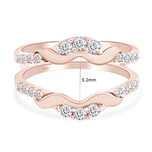 SAVEARTH DIAMONDS 1/3 ct. t.w Round Cut Lab Created Moissanite Diamond Chevron Enhancer Guard Ring In 14K Gold Over Sterling Silver Jewelry For Women (G-H Color, 0.33 Cttw)2