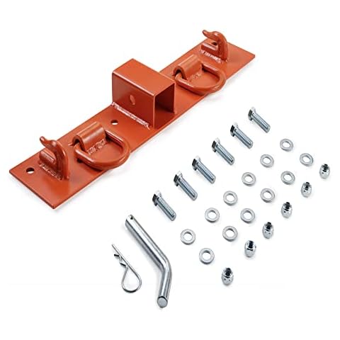 ONECHOI Tractor Bucket Hooks Bolt on Hooks 2” Receiver, G70 Grade Grab Hooks, Forged D Rings, Tow Hook Bolts for Universal Tractor Buckets (Orange 1.5“ Bolt) Cover