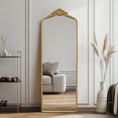 Growsun 65''x22'' Vintage Gold Antique Baroque Full Length Floor Mirror Ornate Full Body Mirror w/Free Standing, Wall-Mounted and Leaning Against The Wall for Dressing Room, Living Room, Bedroom - Image 3