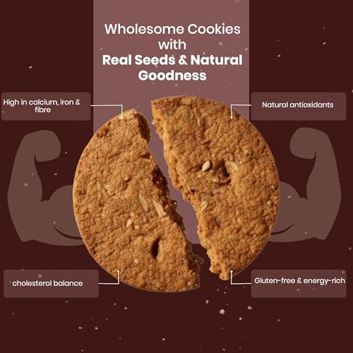 Image of Chuckle Almond Grit Cookies with Almond Flour & Oats (2 Pack), No Refined Sugar and Palm Oil, Jaggery Sweetened, Gluten Free Tea Time Healthy Snack for Kid & Adult, 5 g Protein per Cookie, (50g Each)