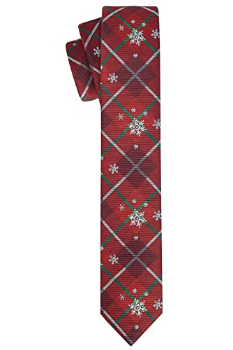 Kissties Boy's Christmas Tie Snowflakes Red Plaid Necktie Teens Holiday Season Ties #TOP1