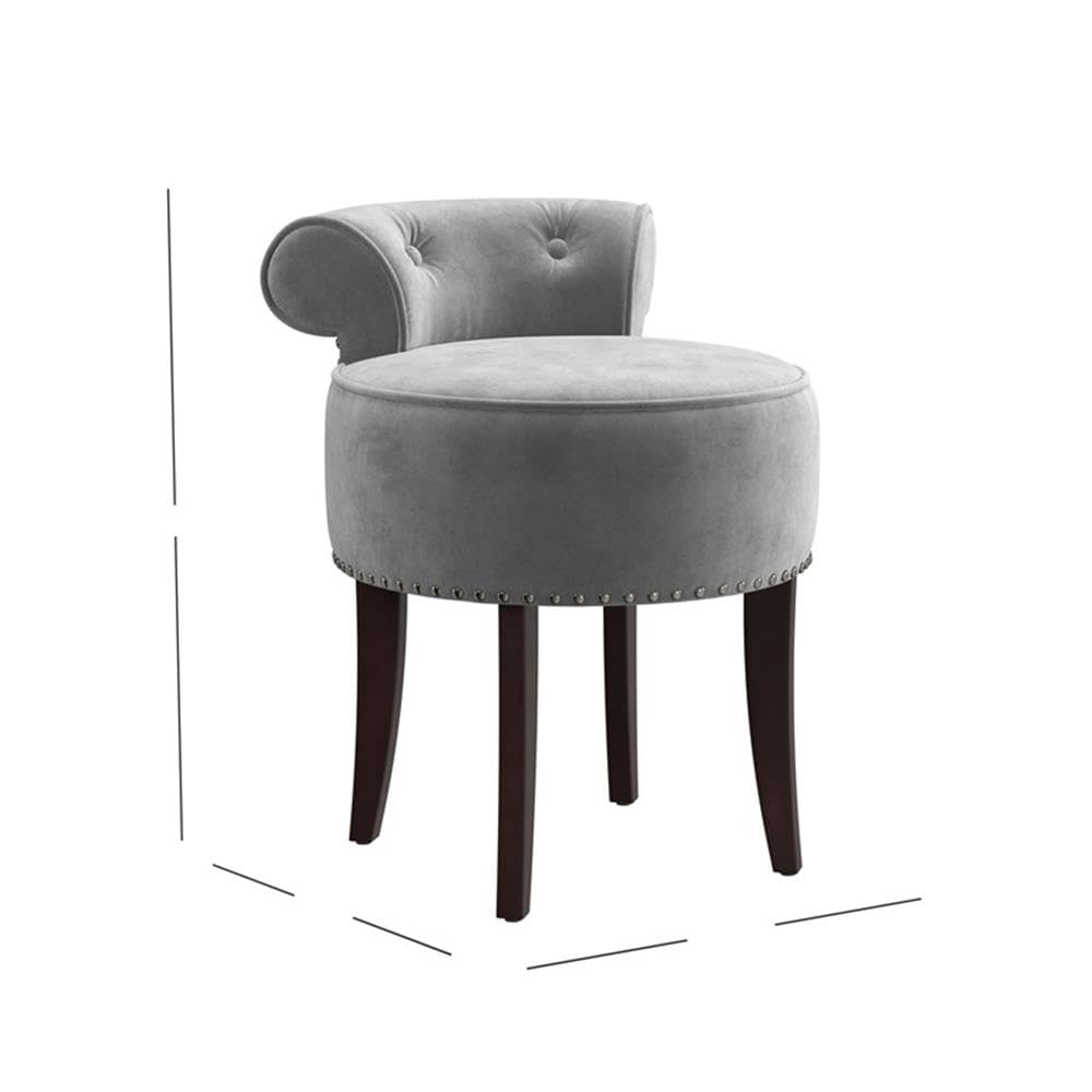 Hillsdale Lena Wood and Upholstered Vanity Stool in Dark Espresso