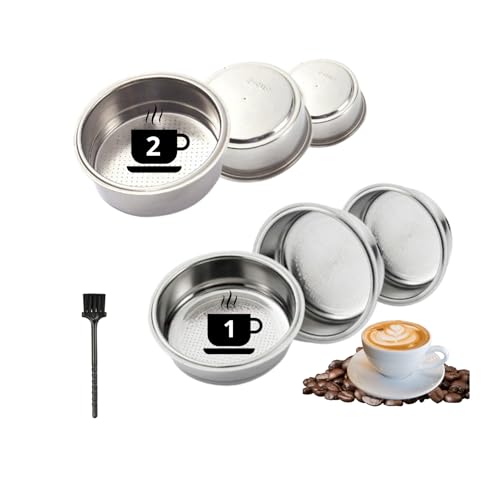 4 uds Filtro Cafetera Cecotec Acero Inoxidable Presurizado 51mm 1 y 2 Tazas Compatible con Cecotec Ufesa Delonghi Breville Repuesto Cafetera Cecotec Power Espresso 20 Filtros Cecotec