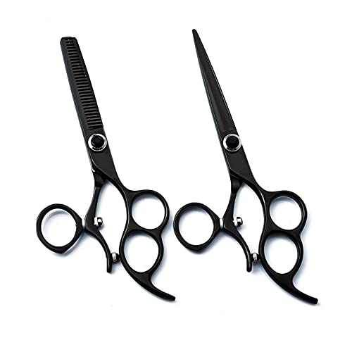 Ciseaux de coiffure noirs à poignée rotative pour un effilage de précision fluide - 3