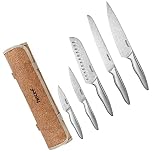 hecef Portable Kitchen Knife Set with Roll Bag - German High Carbon Steel Sharp Chef Knives with Blade Sheaths for Camping, Outdoor Cooking & BBQ, Durable Travel Gear for Caravanning