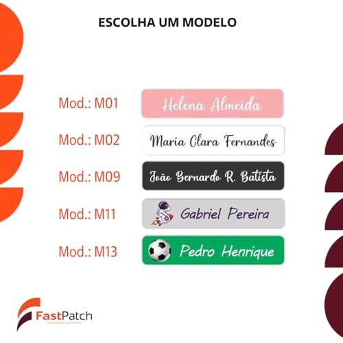 Kit 100 etiquetas termocolante personalizada para tecido roupas uniforme escolar - 5x1cm