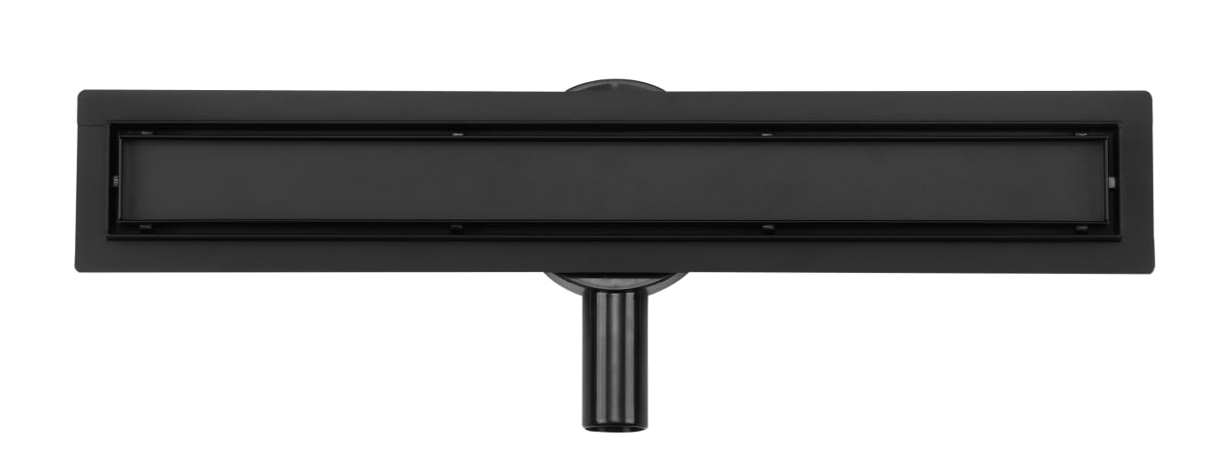 Caniveau de Douche 360° siphonné avec Appareil désodorisant et Filtre à Cheveux, Caniveau de Douche Italienne Noir, Drain de Sol 90cm