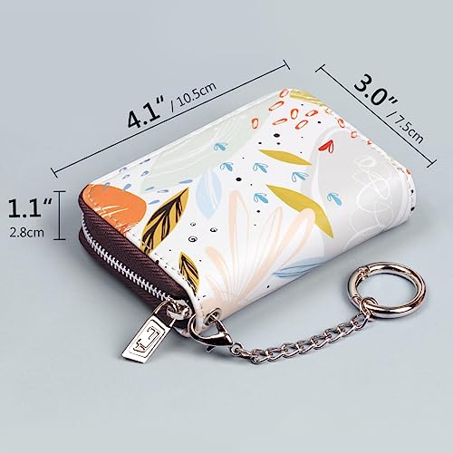 Image of FurArt Zipper Wallet Women, RFID Blocking Credit Card Wallet, Business Card Holder, Compact Size KeyChain Wallet, Doodle, small, Classic
