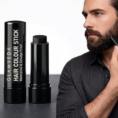 Image of Glamveda Men Hair Color Stick | Instant Root Touch-Up & Grey Hair Cover-Up | Natural Hairline & Beard Touch-Up | Highly Pigmented Hairline Powder Stick | Long-Lasting Matte Finish | Pack of 1