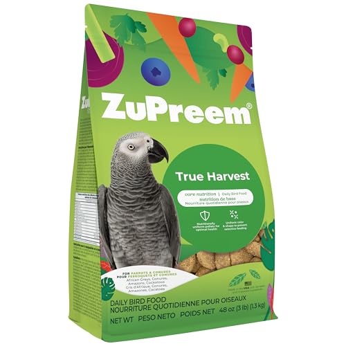 ZuPreem Natural Bird Food, Bird Feed Pellets for Parrots, Conures, Caiques, African Greys, Eclectus & Small Cockatoos, ZuPreem Nutrition, Made in USA, Parrot Food, Conure Feed, (M/L, 3 lb)