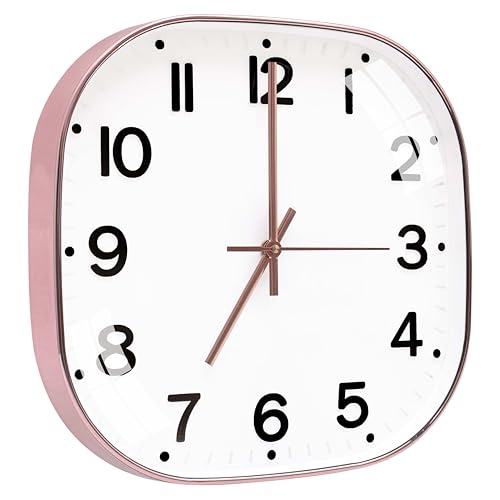 Image of TEKCOOL Plastic Analogue Wall Clock 12 inch Silent Quartz Decorative Wall Clock Non-Ticking Classic Clock Batery Operated Round Easy to Read for Room /Home /Kitchen /Bedrom /Office /School.White copper'