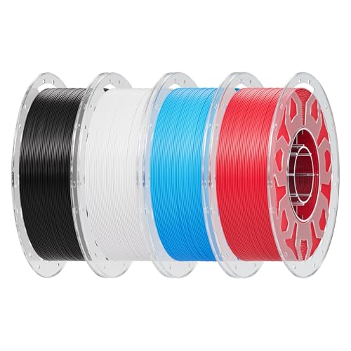 Image of Creality PLA Filament 1.75mm Bundle 4 kg, 3D Printer Filament Multicolor, Enhanced Toughness No Warp, for Most FDM 3D Printers, 4 Pack-1 kg (Black, White, Blue, Red)