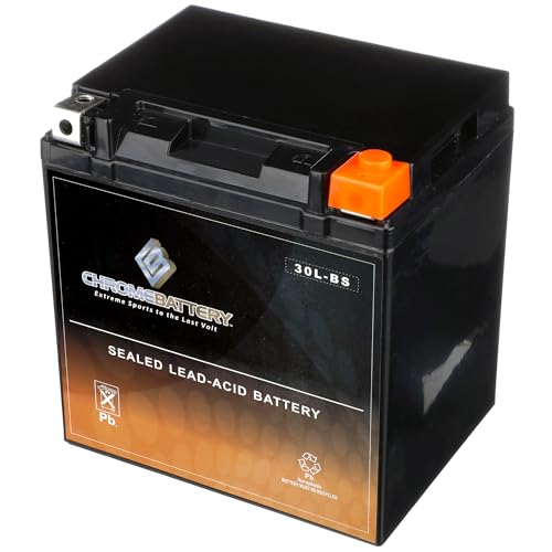 Image of CB CHROMEBATTERY YTX30L-BS 12V 385 CCA AGM - Maintenance-Free 30Ah Battery for Harley, ATV, UTV, Snowmobile, Jet Ski - T3 Nut & Bolt Terminal - Fits Harley Touring, Polaris Sportsman 850