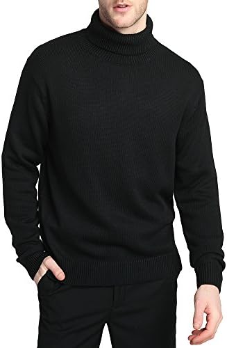 Kallspin Men’s Merino Wool Blend Relax Fit Turtle Neck Sweater Pullover (M, Brown)
