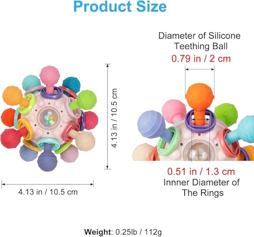 Image of Baby Montessori Sensory for 0-6 6-12 Months, Baby Teether Teething for Babies 0 3 6 9 12 18 Months, Newborn Infant Learning Developmental Gifts for 1 2 Year Old Boys Girls (Pink.)