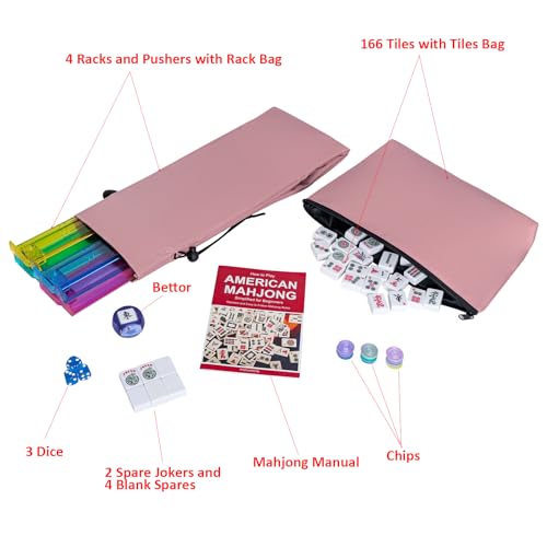 American Mahjong Set with Storage Bag, 166 White Tiles, 4 All-in-One Rack/Pushers, Mahjong Tiles Set (Ma Jong, Mah-Jongg, Majiang) - image 3