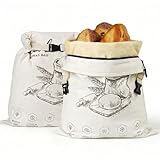 2 Stück extra große Bienenwachs-Brotbeutel mit Reißverschluss - Wiederverwendbare Baumwoll-Leinen-Brotaufbewahrungsbeutel mit natürlichem Bienenwachs-Futter für Sauerteig & Handwerkerbrote (weiß)