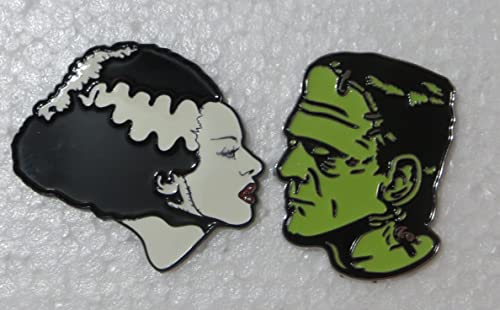 Rock Rebel Bride of Frankenstein & Frankenstein Glow in the Dark Enamel Pin Set3