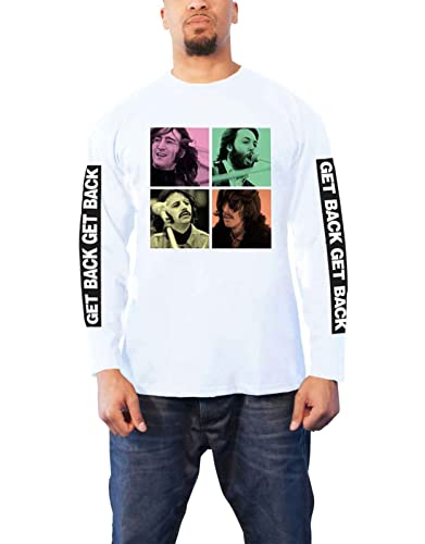The Beatles – T-shirt Get Back Studio Shots à Manches Longues pour Adultes Unisexe, blanc, S - Les Beatles, Paul McCartney, John Lennon, RIngo Starr, George Harrison The Beatles - T-shirt Get Back Studio Shots à Manches Longues pour Adultes Unisexe, blanc, S