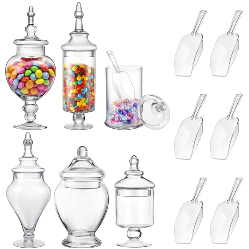 Mimorou 6 Sets Glass Apothecary Jars with Lids and...
